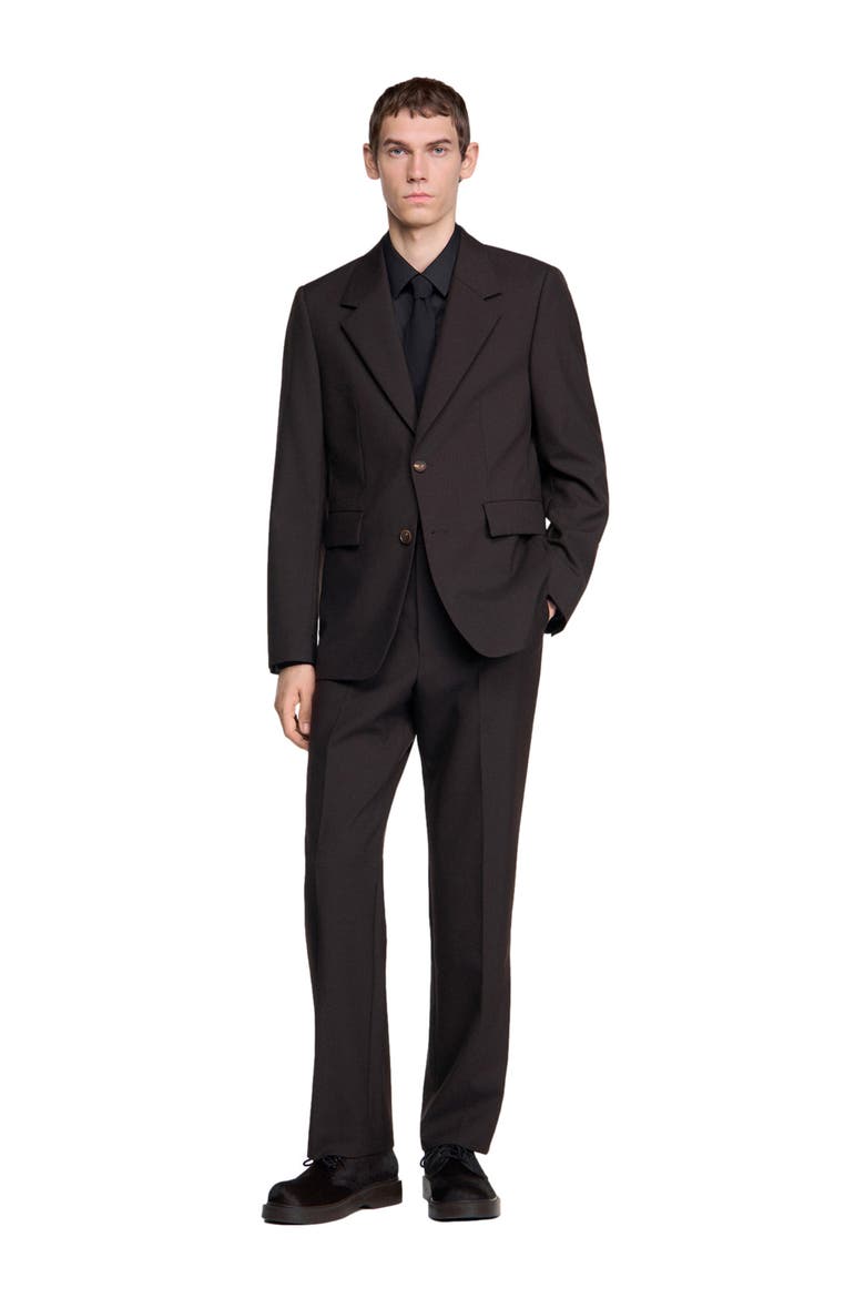 Virgin wool suit jacket, Alternate, color, Chocolate