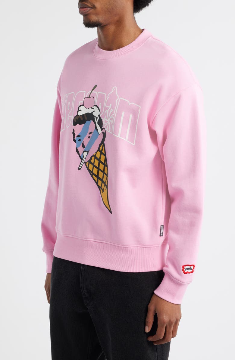 ICECREAM Cone Man Cotton Graphic Sweatshirt, Alternate, color, Prism Pink