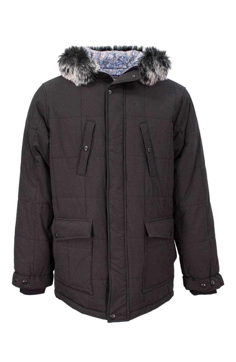 Lords of Harlech Duffy Quilted Ripstop Parka Jacket, Alternate, color, Black