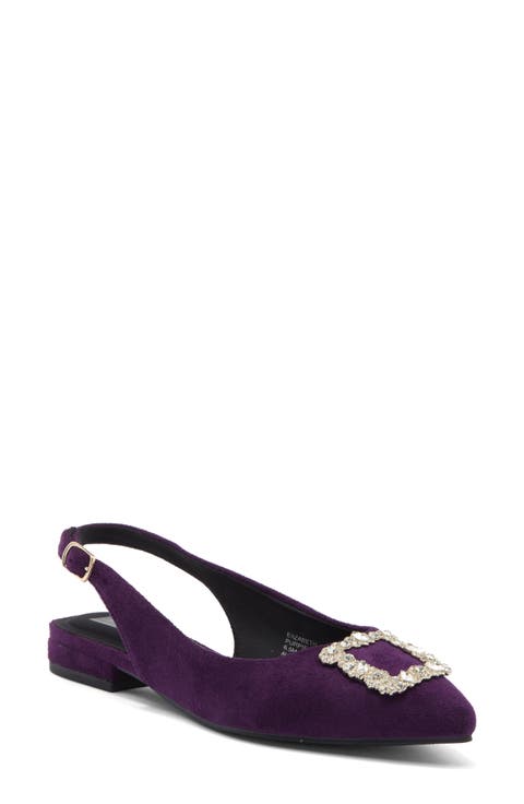 Elizabeth Crystal Buckle Slingback Flat (Women)