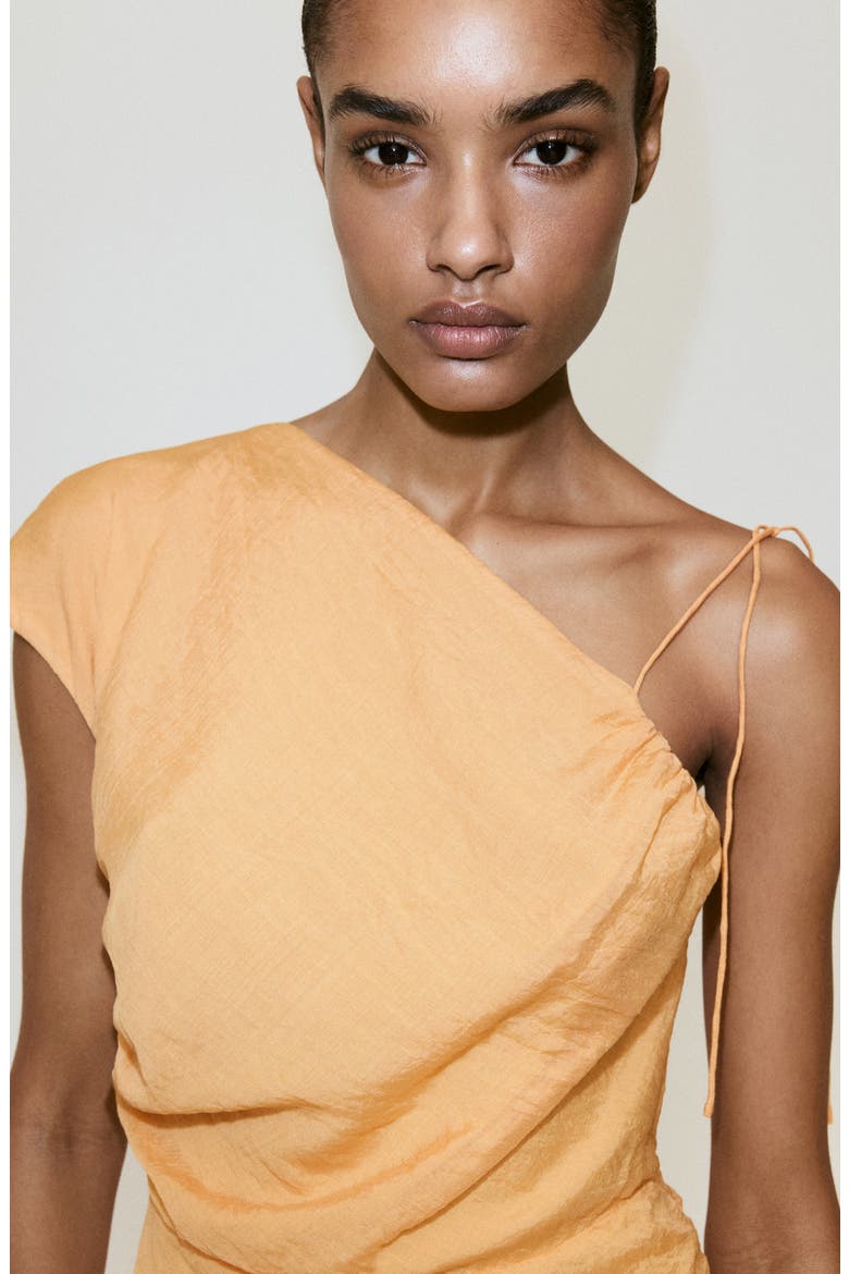 Asymmetric Ruched Maxi Dress, Alternate, color, ORANGE