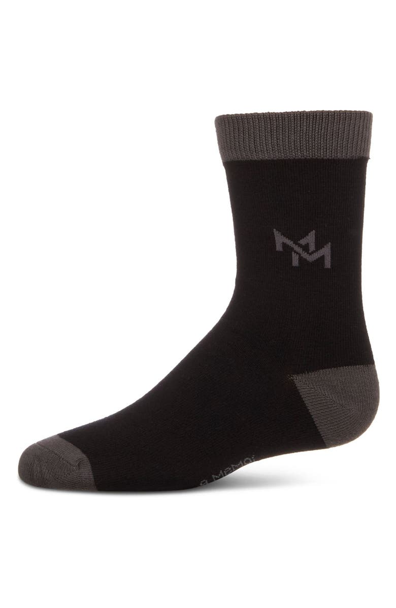 MeMoi Overlapped-M Fine-Gauge Crew Sock, Main, color, Black