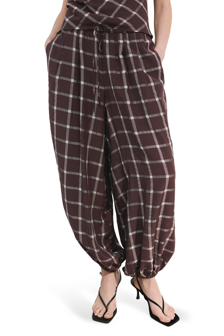 Drawstring Balloon Pants, Main, color, BURGUNDY