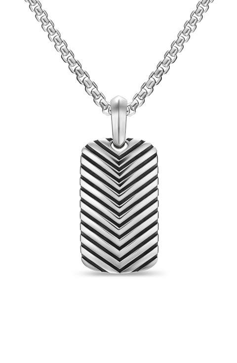 Men's Chevron Tag in Sterling Silver, 27mm