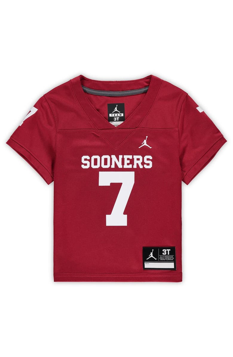 Jordan Brand Toddler Jordan Brand #7 Crimson Oklahoma Sooners Replica Football Jersey, Alternate, color, 