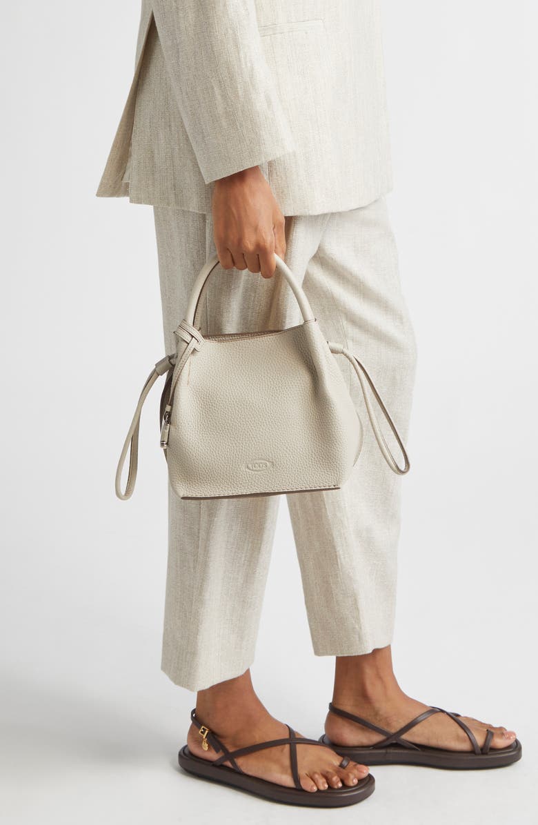 Tod's Small Buz Leather Bucket Bag, Alternate, color, Mastice