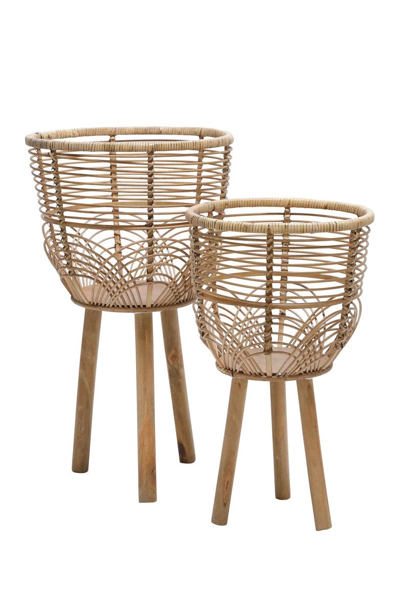 SAGEBROOK HOME Wicker Planters 10/12" - Natural - Set of 2, Main, color, 