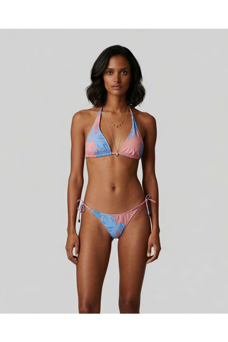 Monstera Floral Womens Bikini Top, Main, color, Monstera Floral Coral