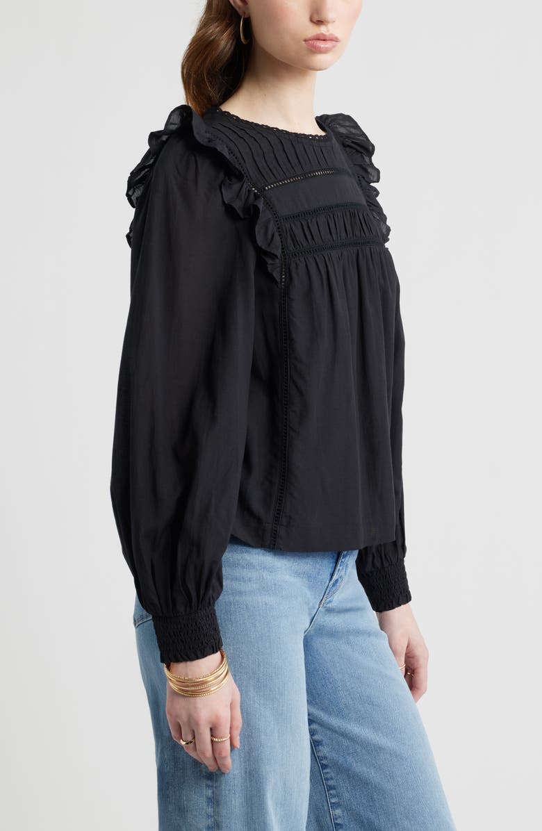 Treasure & Bond Ladder Cutout Cotton Top, Alternate, color, Black