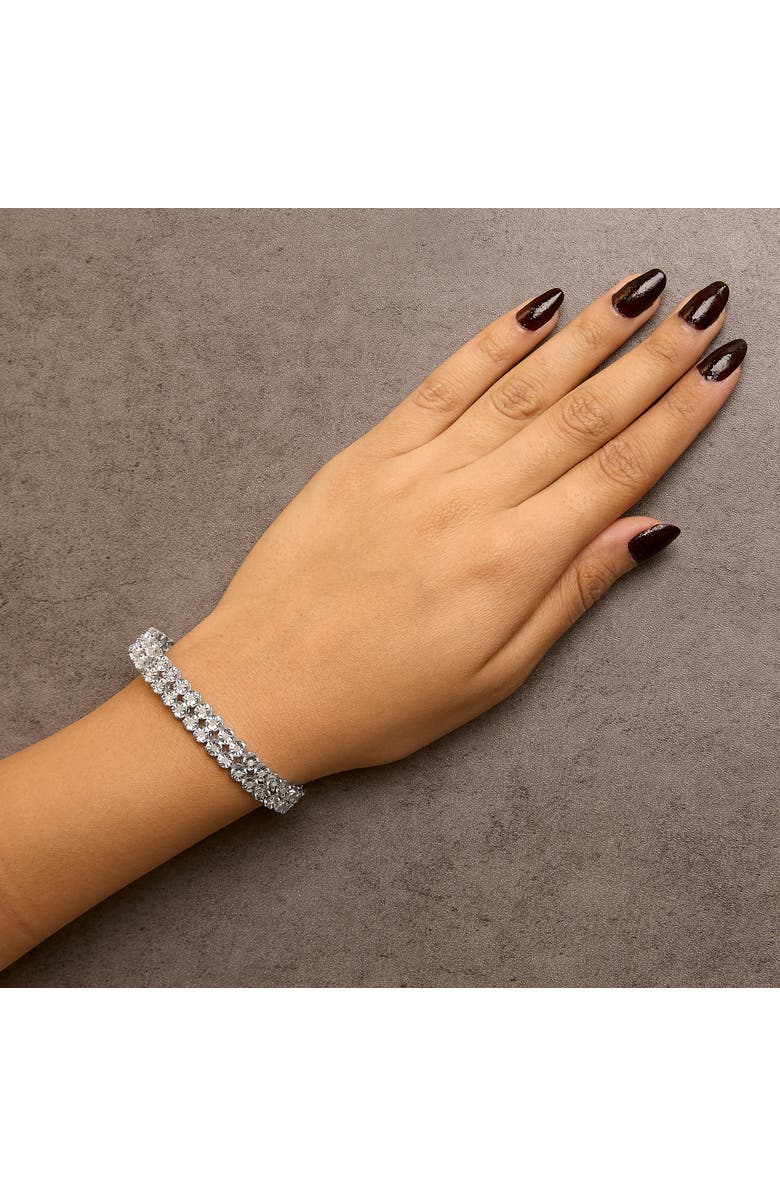 Haus of Brilliance Sterling Silver 2ct TDW Rose-Cut Diamond 2-Row Link Bracelet, Alternate, color, White