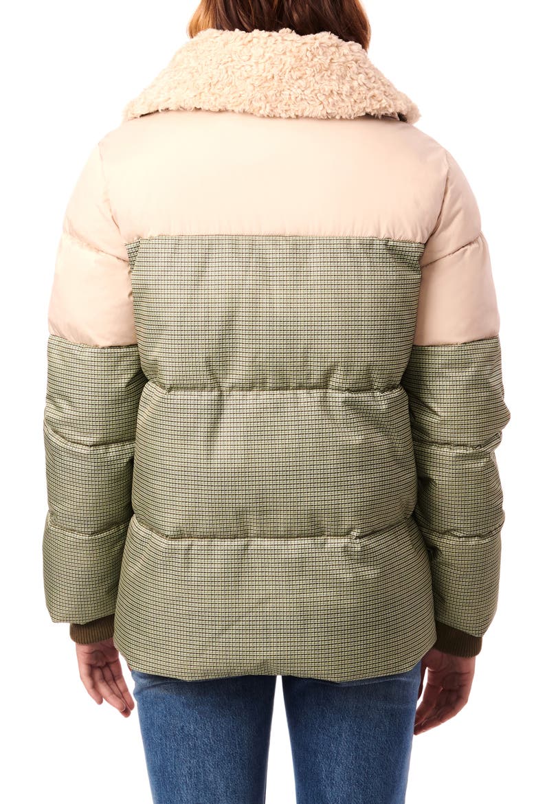 Mixed Media Faux Fur Trim Puffer Jacket, Alternate, color, GREEN MOONGLOW