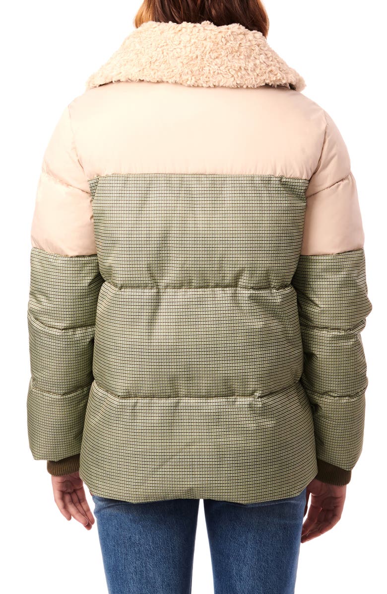Bernardo Mixed Media Faux Fur Trim Puffer Jacket, Alternate, color, Green Moonglow