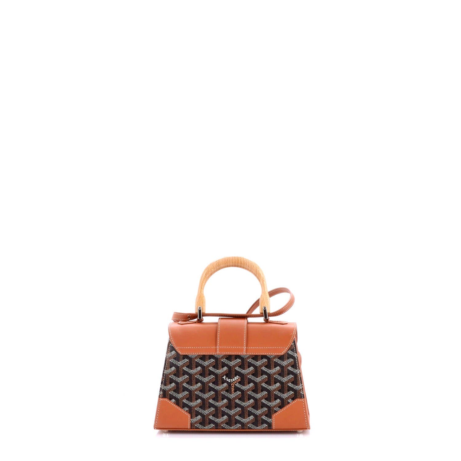 Structured Saigon Top Handle Bag Coated Canvas with Leather Mini, Alternate, color, Brown