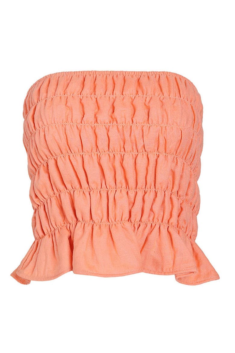 Sunset Baazar Smocked Amira Crop Top, Alternate, color, Pastel Orange Tangerine