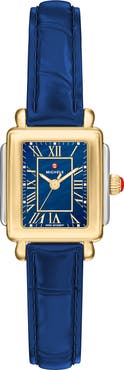 MICHELE Deco Madison Mini Two-Tone Leather Strap Watch