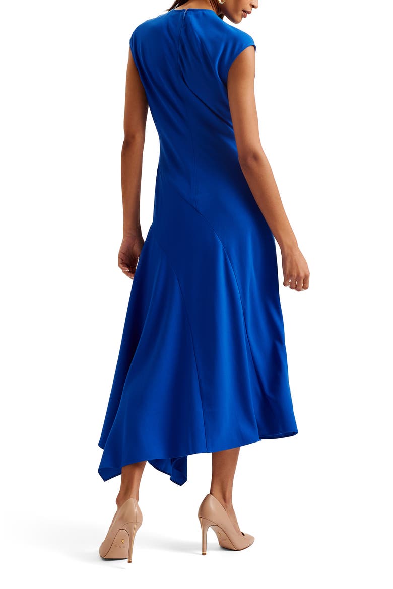 Isparta Cap Sleeve Asymmetric Midi Dress, Alternate, color, MID BLUE