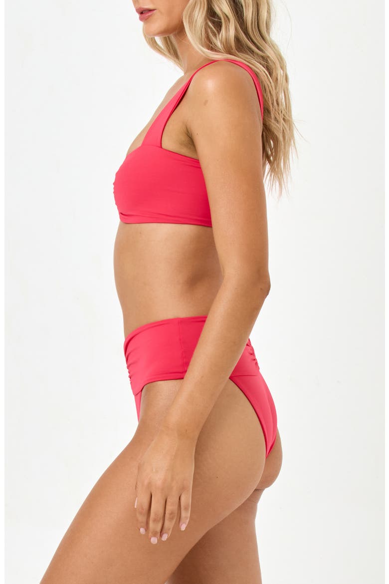 Bardot Ruched Bikini Bottoms, Alternate, color, POUT