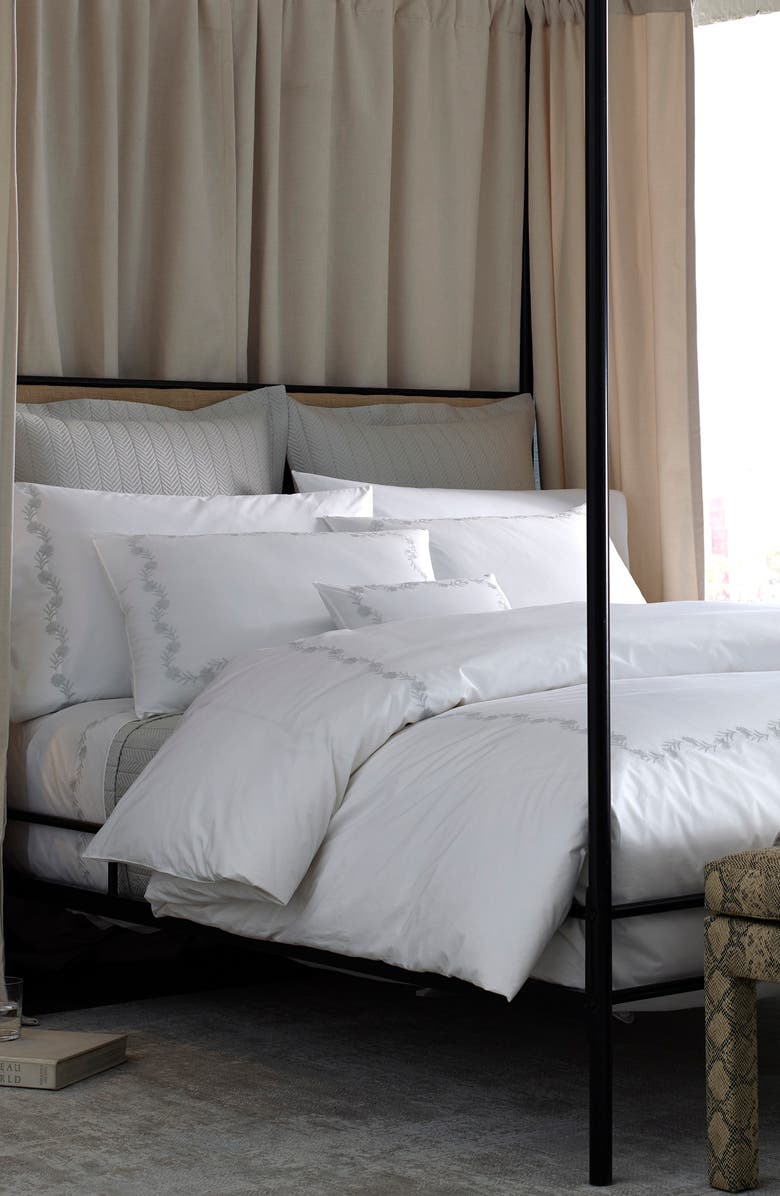 Matouk Daphne 520 Thread Count Flat Sheet, Alternate, color, Hazy Blue