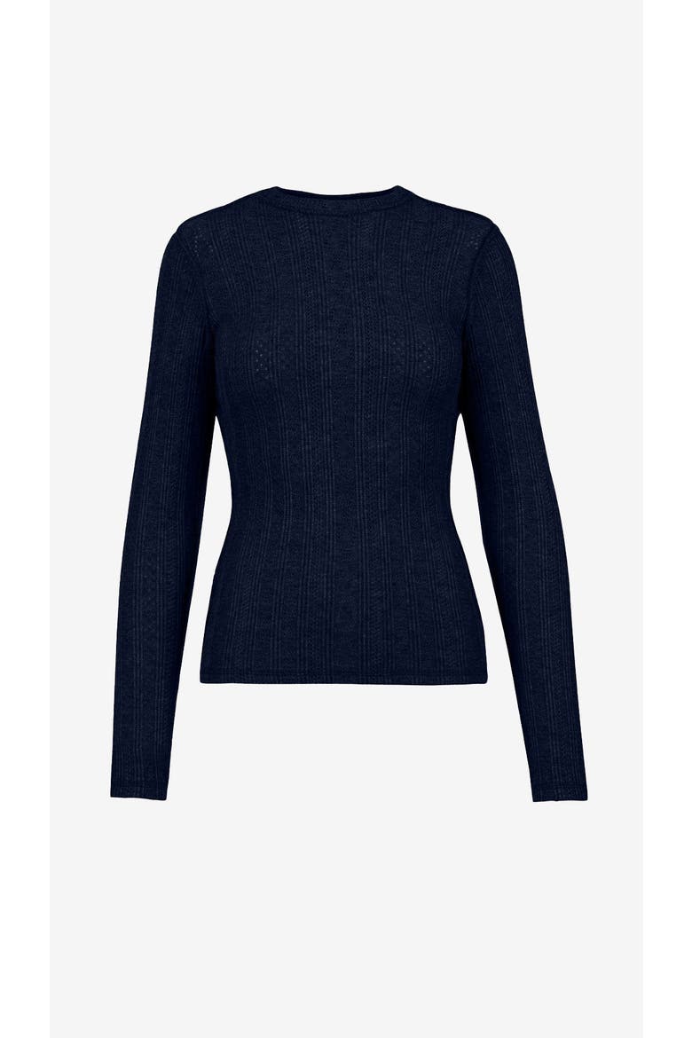 Pointelle Knit Crewneck, Alternate, color, Navy