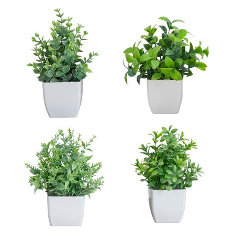 8-in Artificial Mini Potted Plants - Set of 4