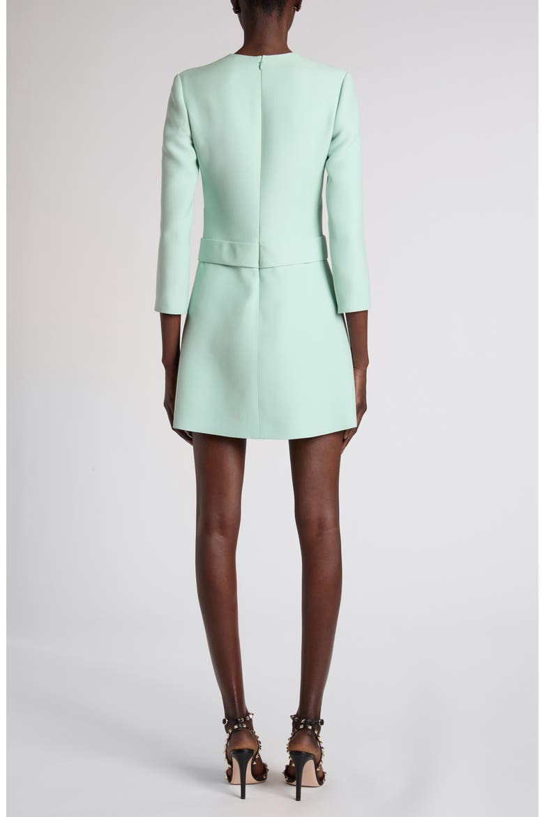 Belted VLOGO Wool & Silk Crepe Couture Minidress, Alternate, color, GREEN