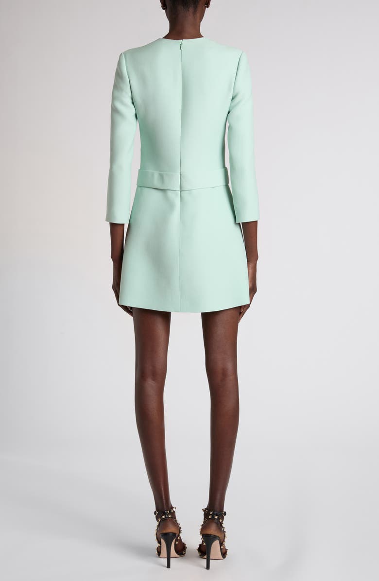 Valentino Garavani Belted VLOGO Wool & Silk Crepe Couture Minidress, Alternate, color, Green