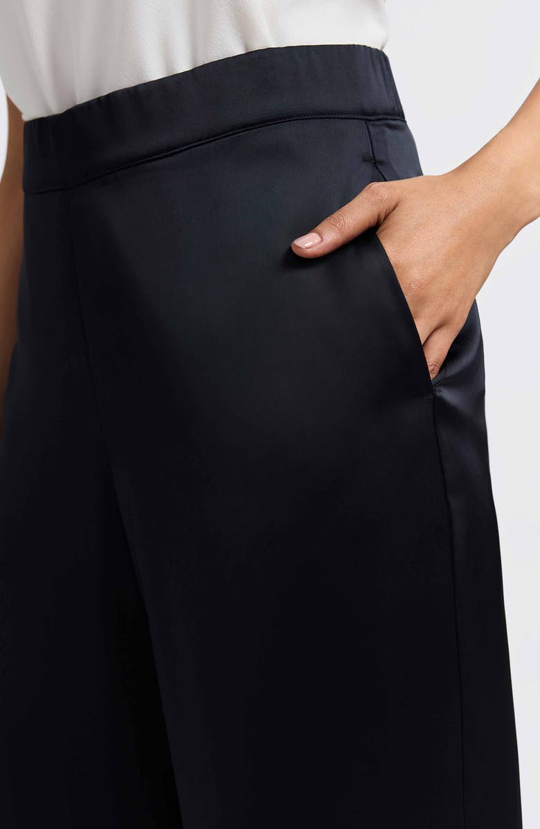 Foxcroft Hostess Satin Pull-On Pants, Alternate, color, Black