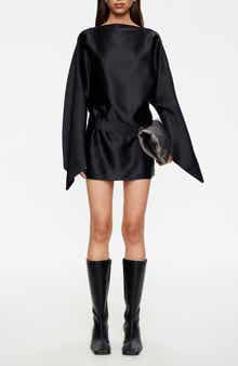 Touch Long Sleeve Satin Minidress