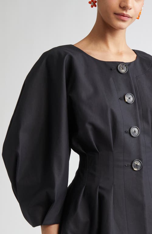 Carolina Herrera Pleated Cotton-blend Sateen Jacket In Blue