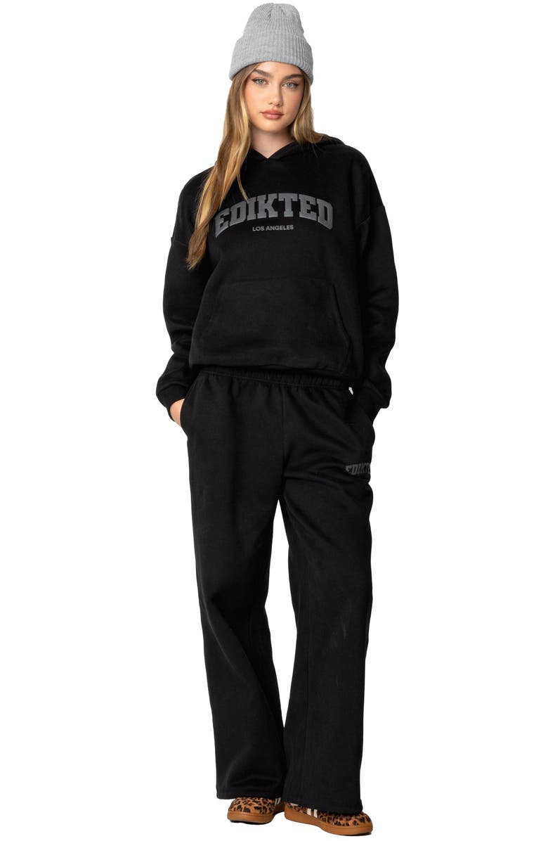 EDIKTED LA Logo Wide Leg Sweatpants, Alternate, color, Black