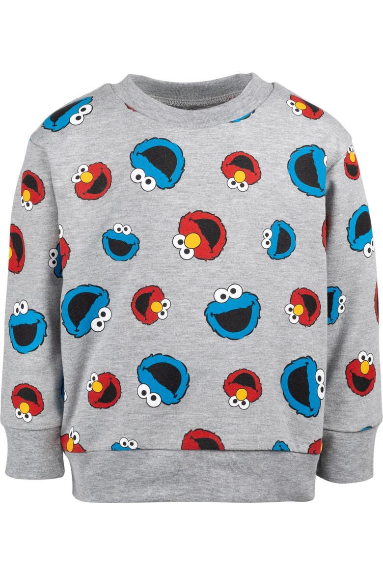 Sweatshirt and Fleece Pants Set, Alternate, color, Grey Elmo Cookie