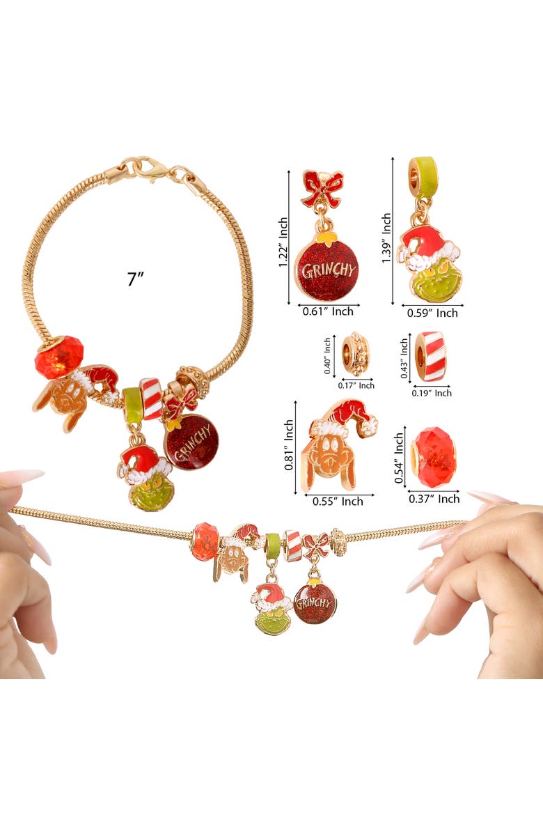 The Grinch Charm Bracelet for Women Official License, 7", Alternate, color, Gold