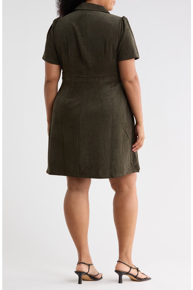 Short Sleeve Corduroy Minidress, Alternate, color, OLIVE GREEN