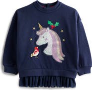JOJO MAMAN BEBE Kids' Unicorn Sequin Sweatshirt