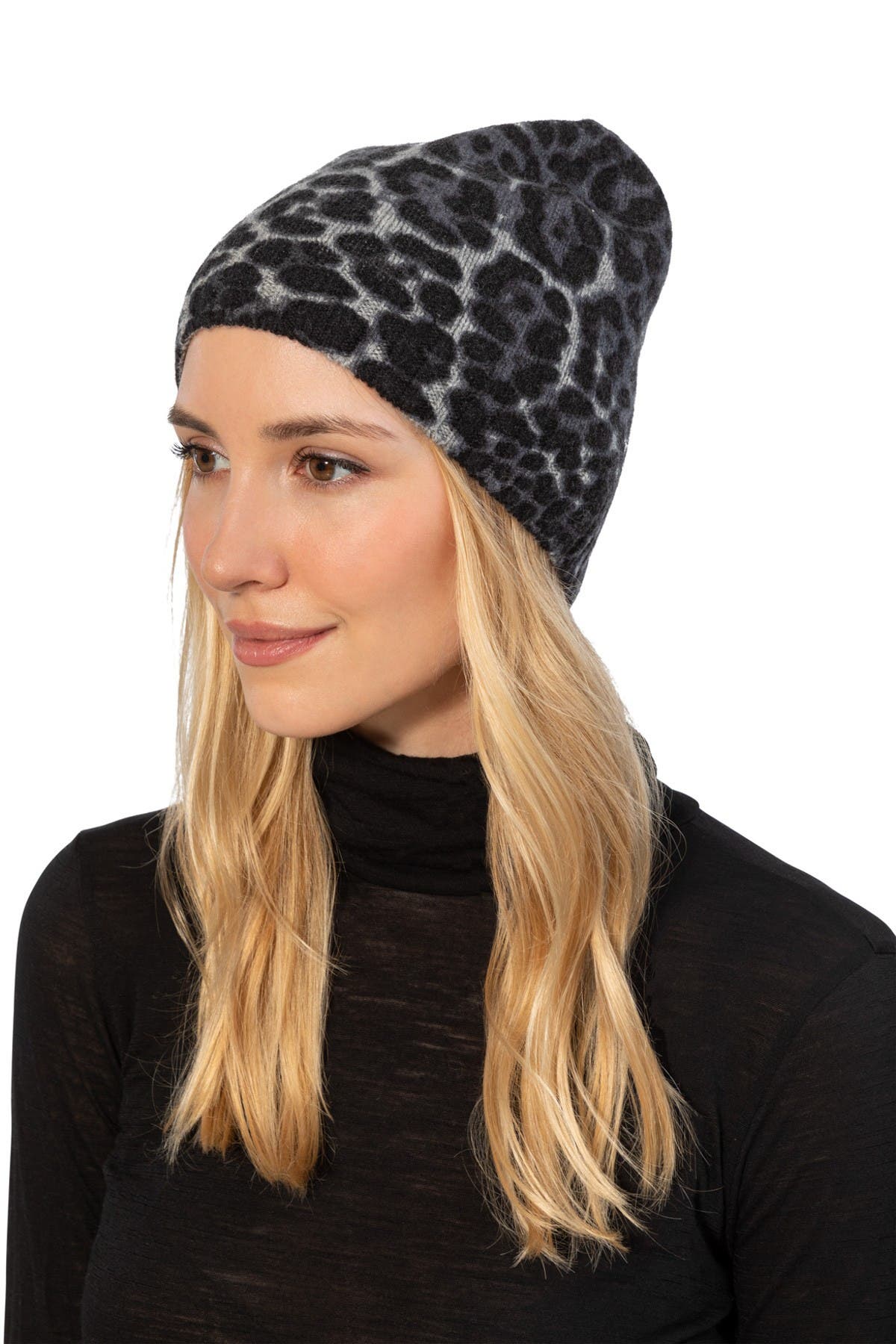 Amicale Cashmere Animal Print Beanie (Women) | Nordstromrack