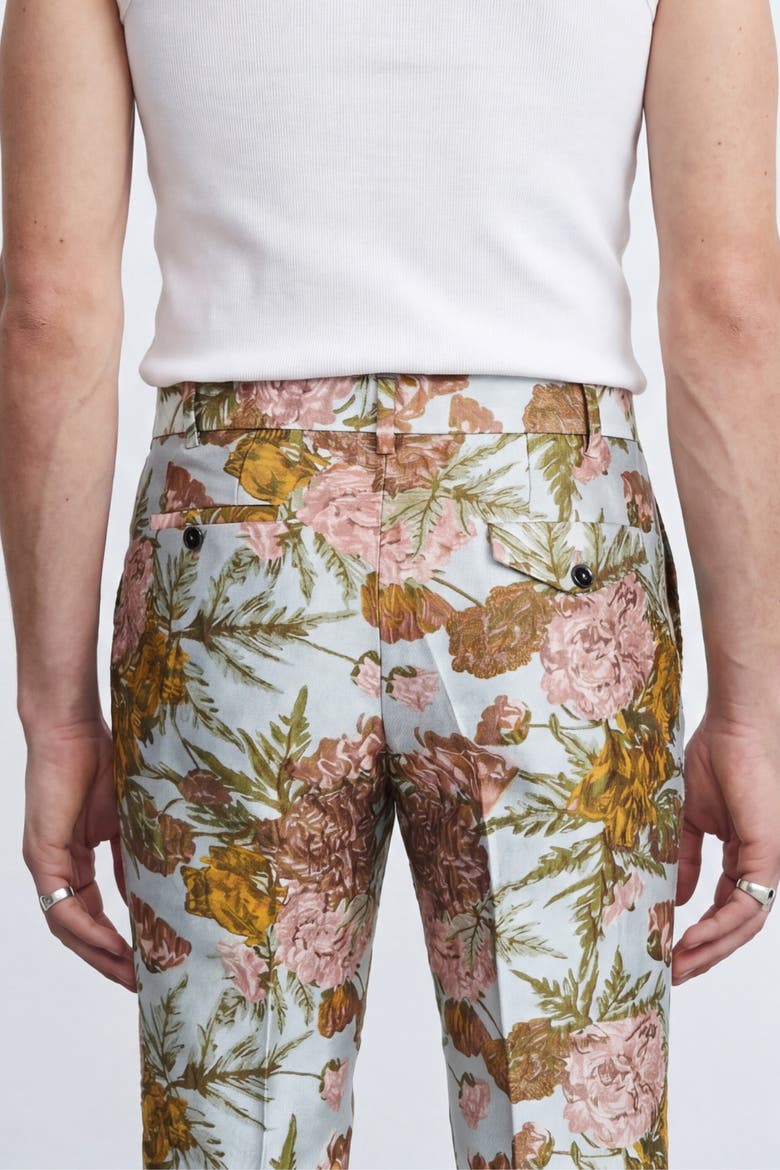 Hirshfield Slim Fit Floral Suit Trousers, Alternate, color, Silver