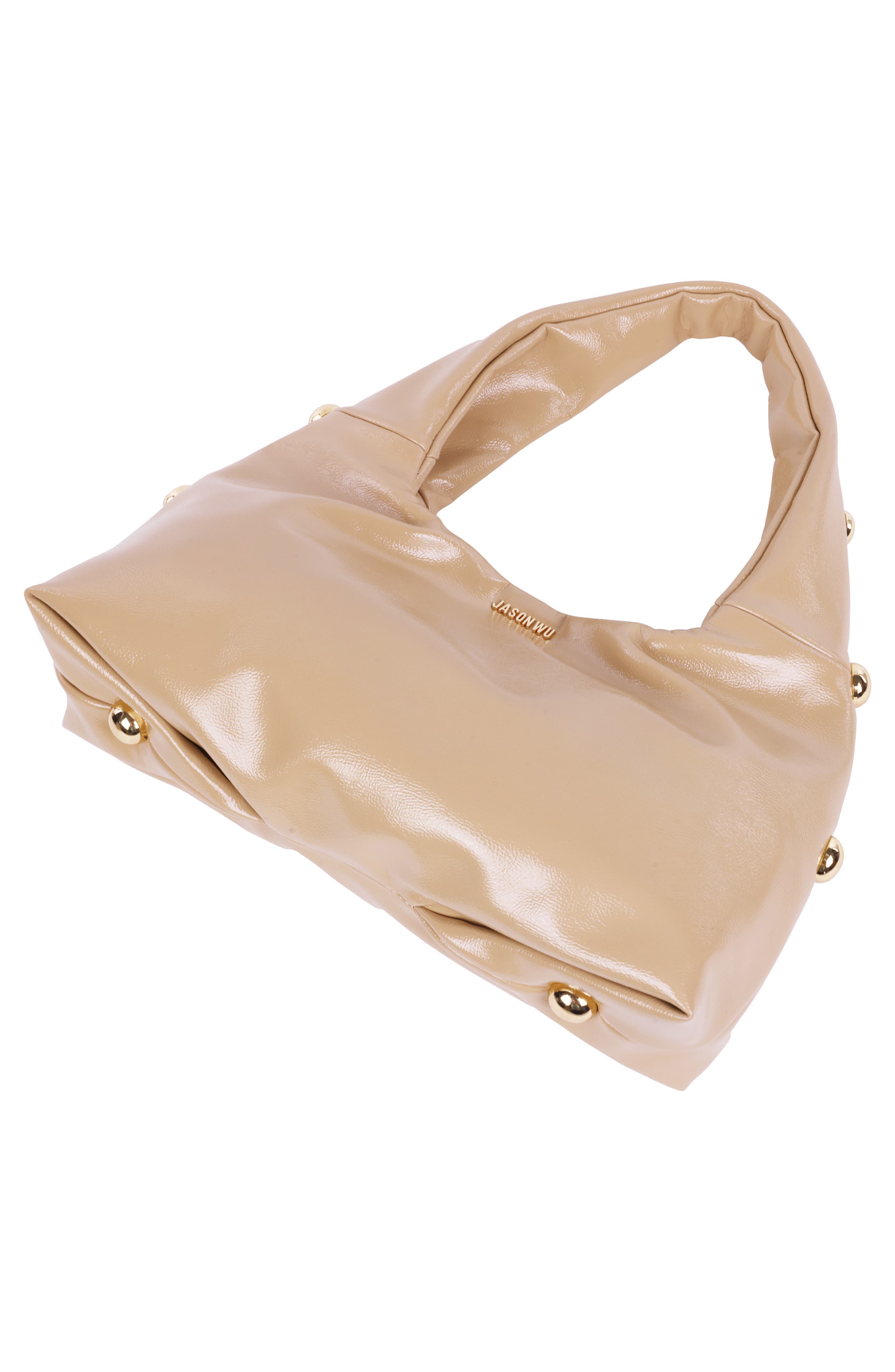 JASON WU Studded Patent Shoulder Bag, Alternate, color, Tan