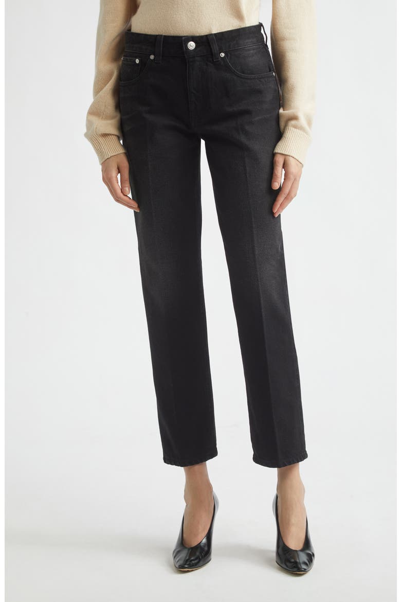 Low Rise Straight Leg Ankle Jeans, Main, color, WASHED BLACK
