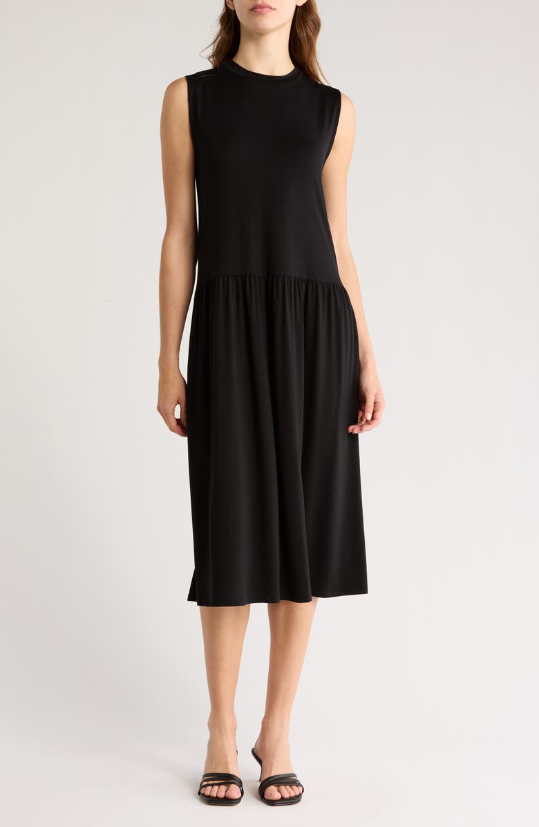 Eileen Fisher Crewneck Sleeveless Tiered Dress, Main, color, 