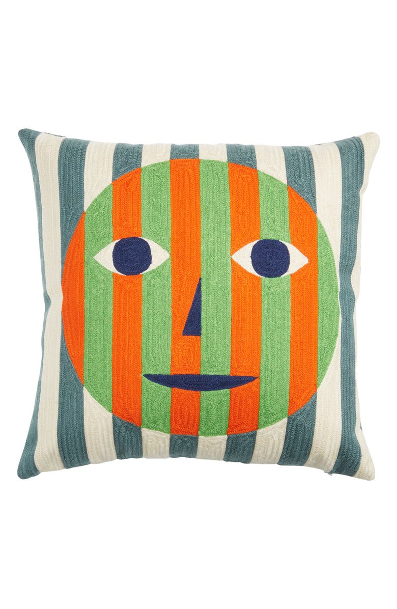 Dusen Dusen Face Embroidered Pillow, Main, color, 