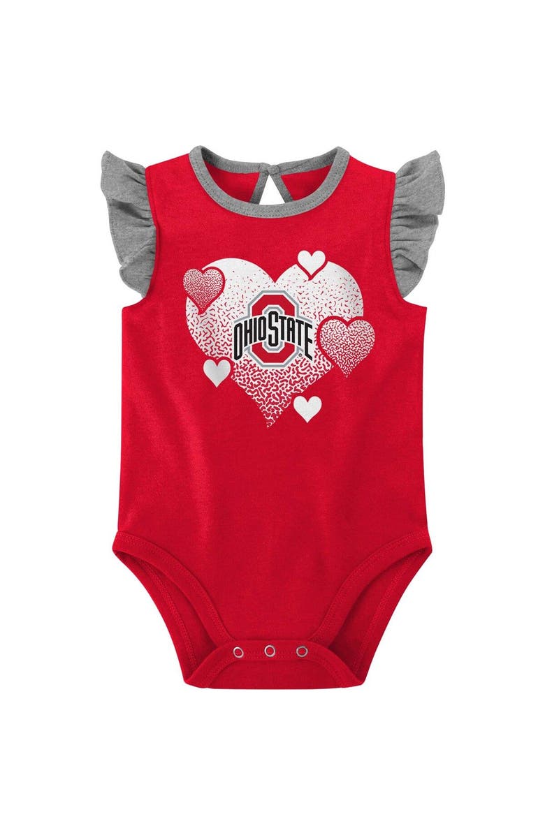 Outerstuff Girls Newborn & Infant Scarlet/Gray Ohio State Buckeyes Spread the Love 2-Pack Bodysuit Set, Alternate, color, Scarlet