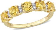 DELMAR 18K Yellow Gold Plated Sterling Silver Circle Cut Citrine & White Topaz Eternity Ring
