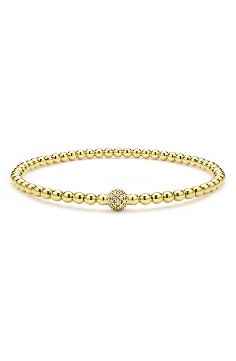 LAGOS Pavé Diamond Ball Caviar Stretch Bracelet, Main, color, Gold