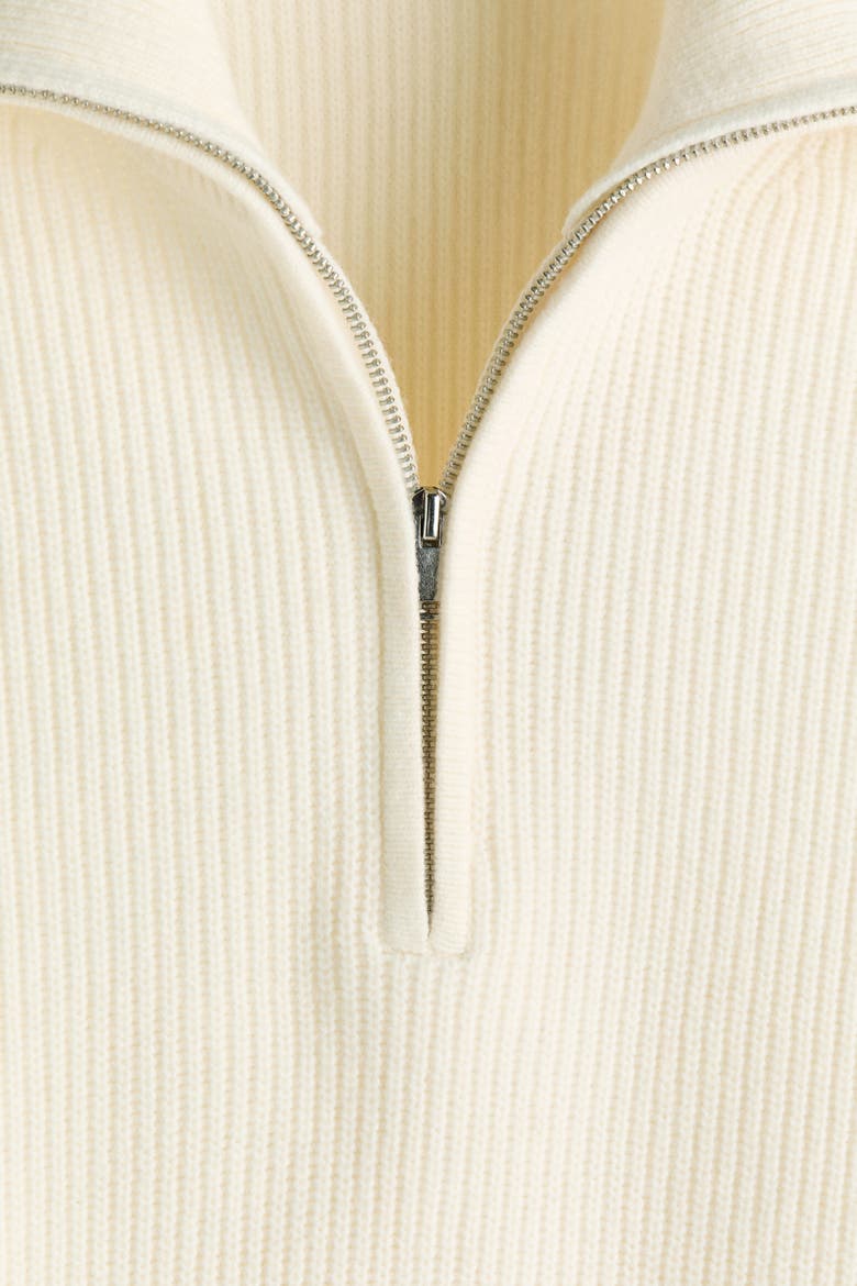Relaxed-fit Half-zip Rib-knit Sweater, Alternate, color, Cream