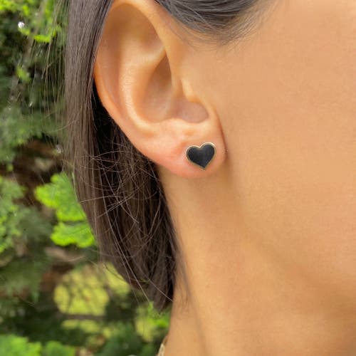 The Lovery Fine Jewelry Large Onyx Heart Stud Earrings In Black