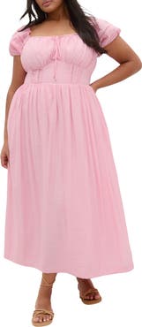 City Chic Ariella Crochet Trim Peasant Dress