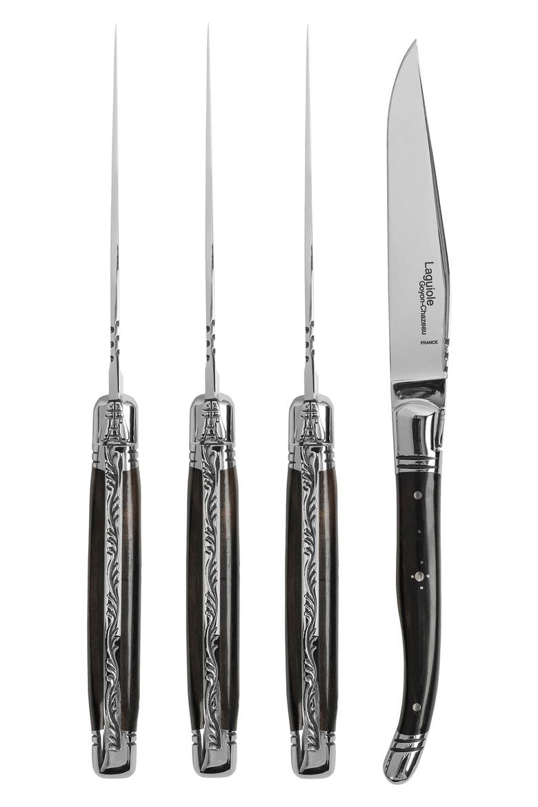 Set of 4 Laguiole Steak Knives, Main, color, BLACK
