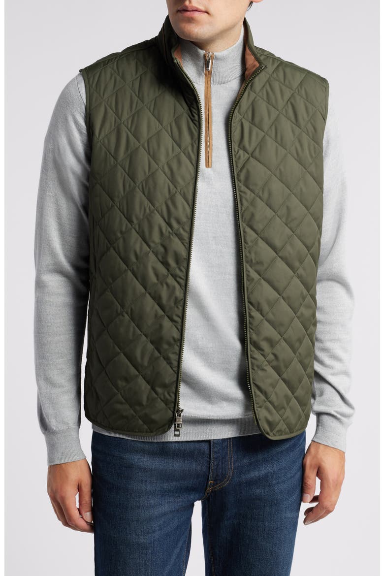 Essex Water Resistant Quilted Vest, Main, color, DARK OLIVE