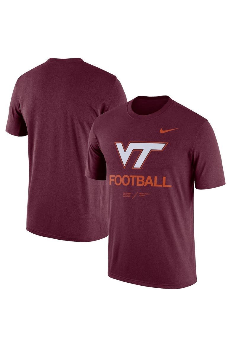 Men's Nike Heathered Maroon Virginia Tech Hokies Team Football Legend T-Shirt, Main, color, Heather Maroon