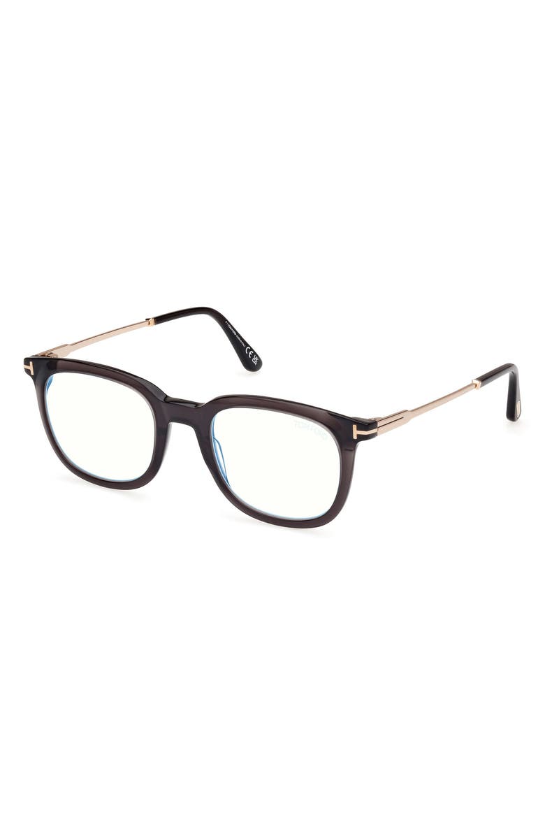 TOM FORD 50mm Square Blue Light Blocking Glasses, Alternate, color,